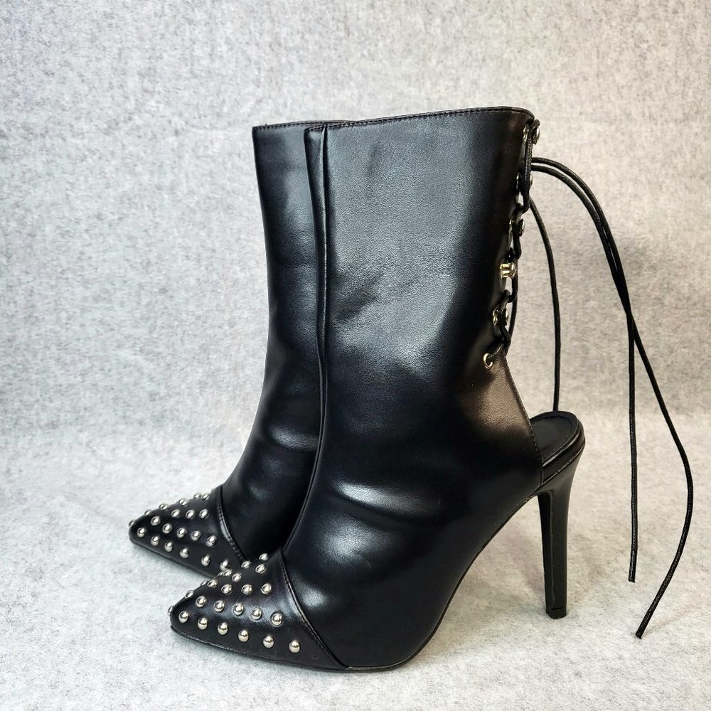 MACKIN J Black Studded Pointy Toe Heels Sizes Varies
